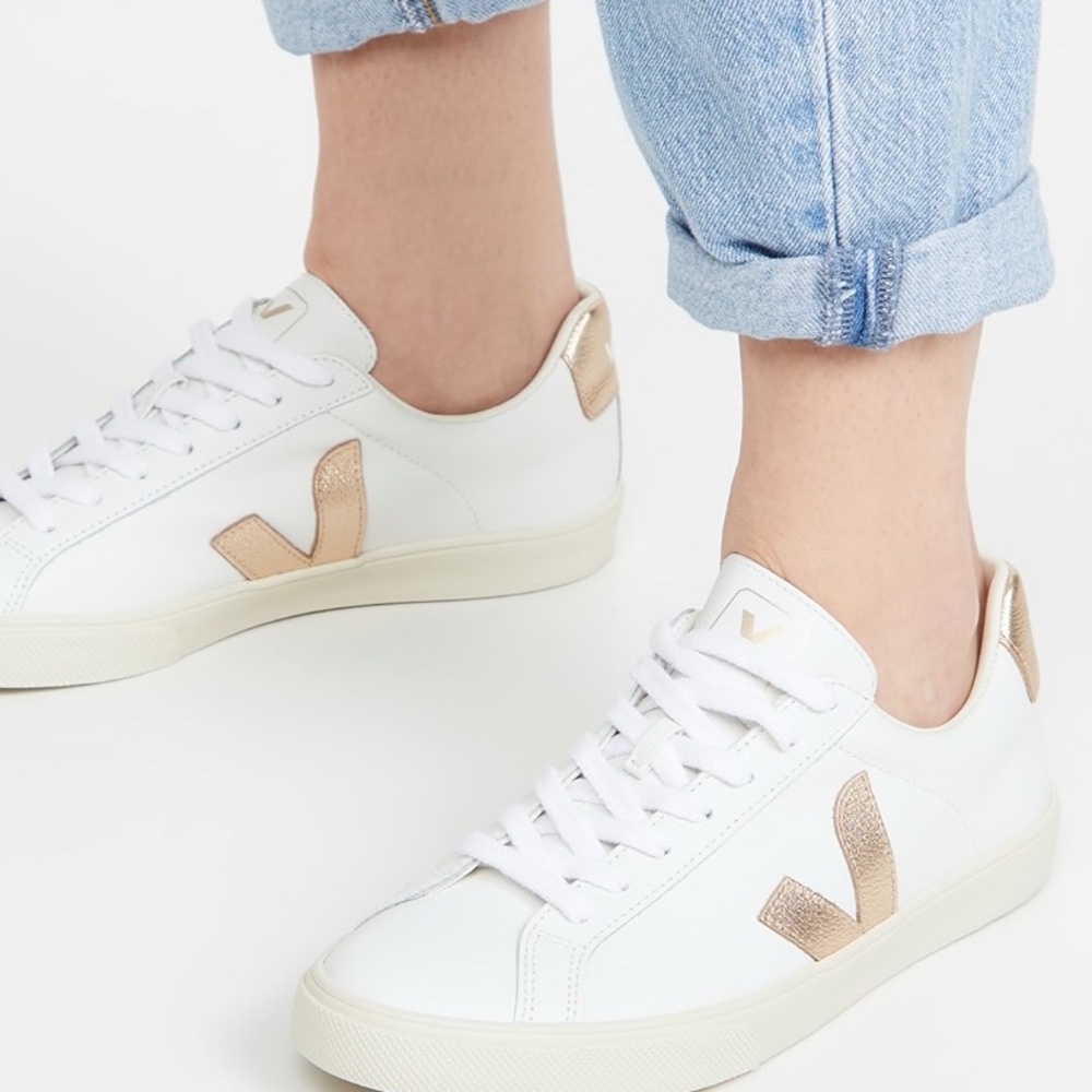 Veja White and Gold Women's Sneakers